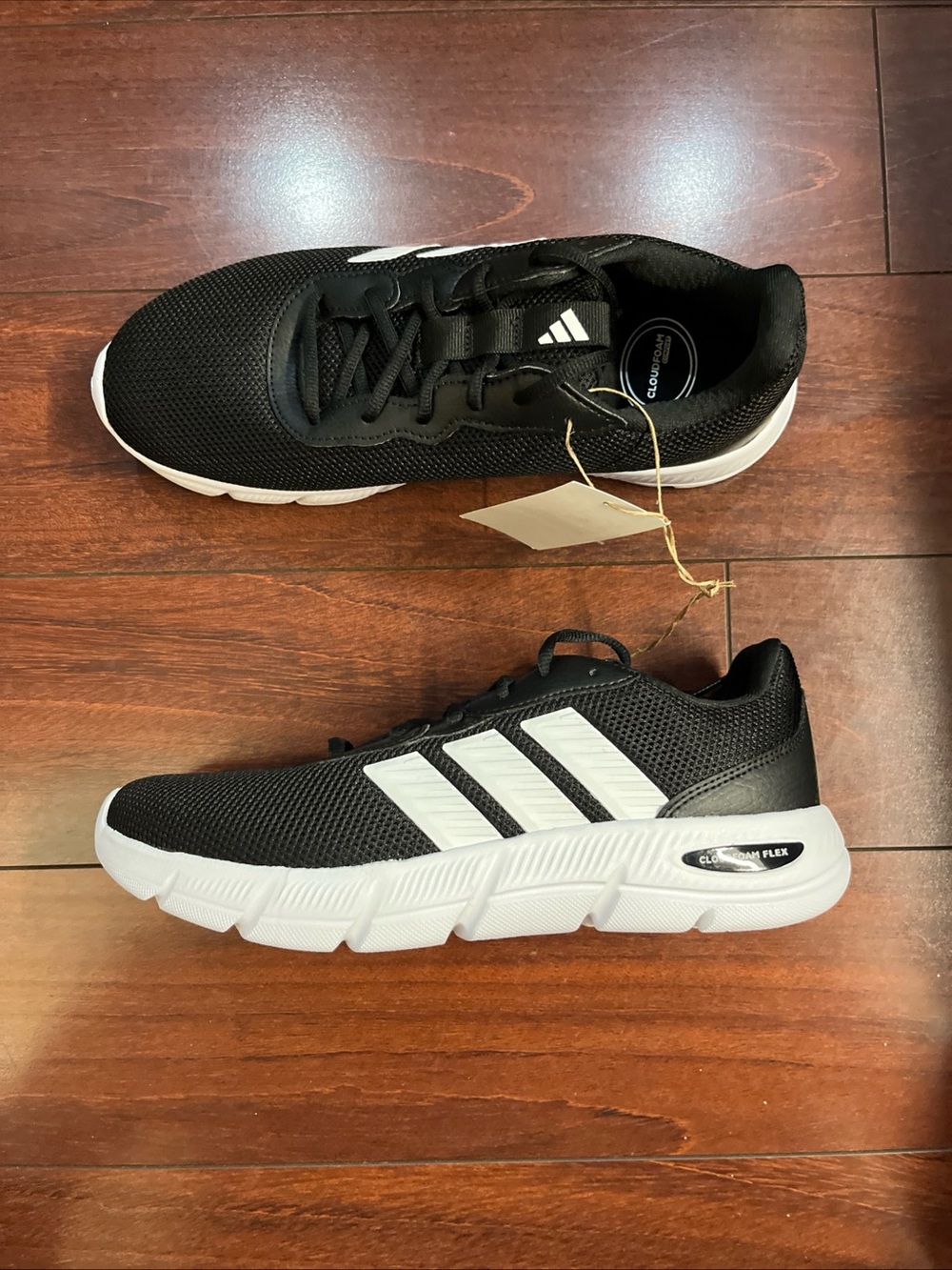 Womens 8.5 Adidas Cloudfoam Flex - Laces Black Shoe Sneaker Walking Running New - Picture 9 of 16